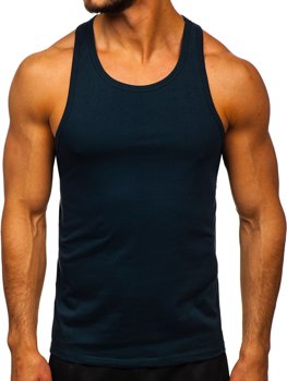 Tee-shirt tank top sans imprimé bleu foncé Bolf 99002