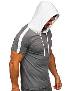 Tee-shirt uni à capuche pour homme gris Bolf 8T299
