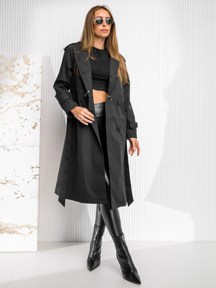 Manteau long femme avec ceinture sale