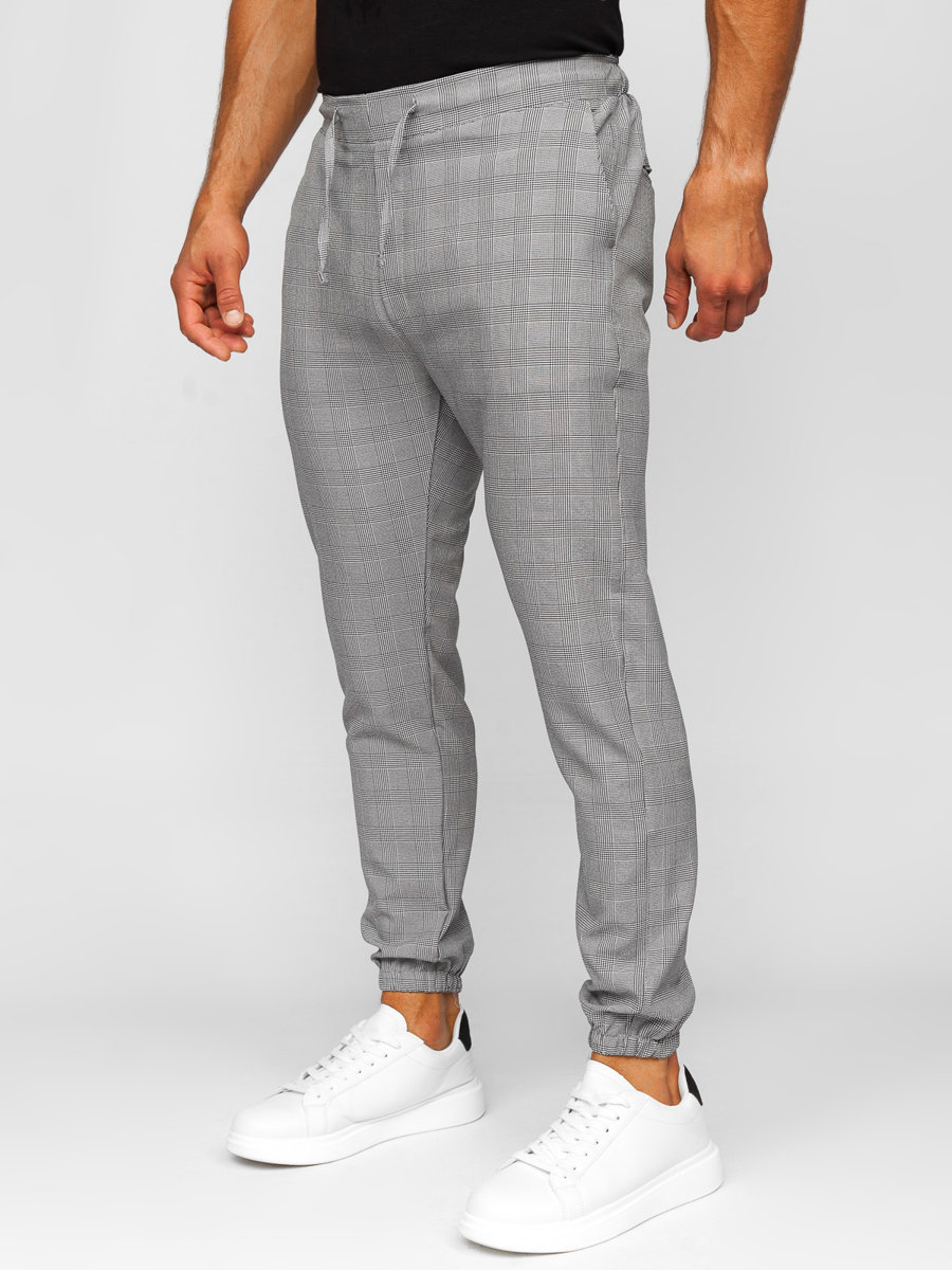 Homme Pantalon jogger a carreaux Gris Bolf 0066