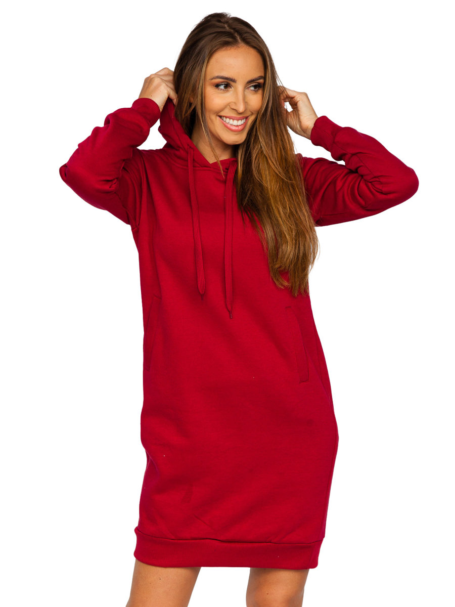 Sans Marque Pull Femme - pull robe - Sweatshirt - Rouge Bordeaux à