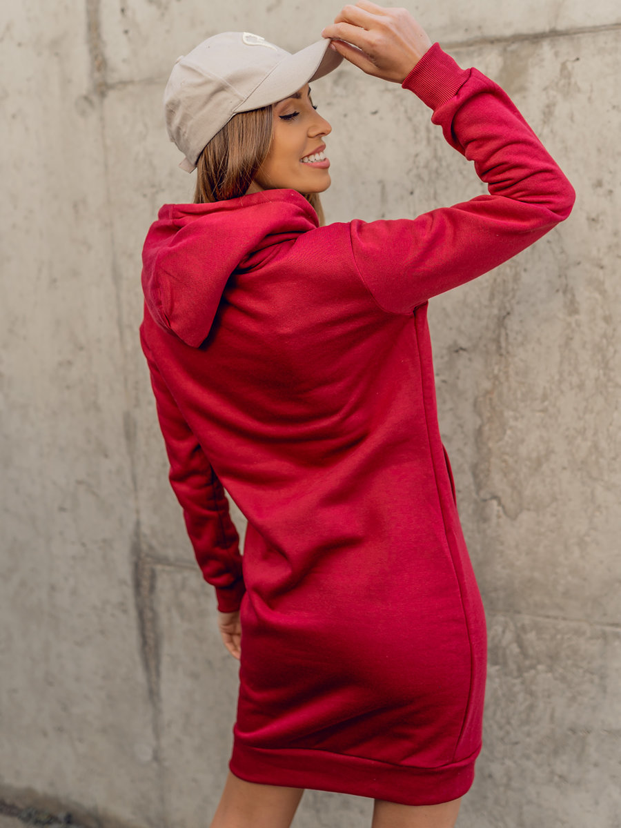 Sans Marque Pull Femme - pull robe - Sweatshirt - Rouge Bordeaux à