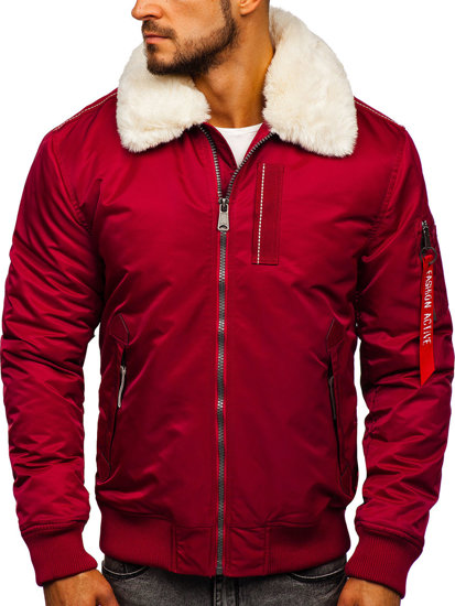 Blouson aviateur d'hiver pour homme bordeaux Bolf 1787    