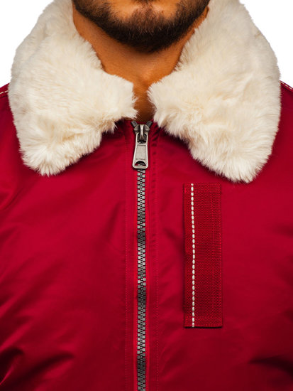 Blouson aviateur d'hiver pour homme bordeaux Bolf 1787    