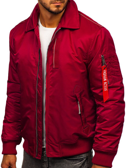 Blouson aviateur d'hiver pour homme bordeaux Bolf 1787    