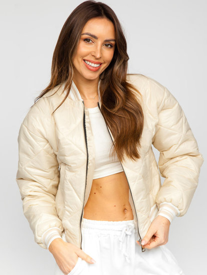 Blouson bomber de transition matelassé pour femme beige Bolf 82556