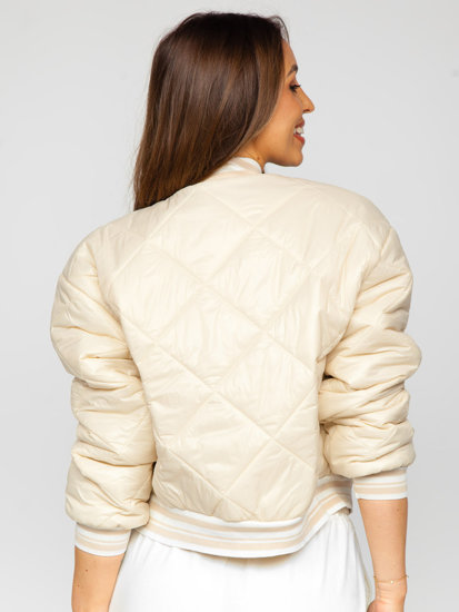 Blouson bomber de transition matelassé pour femme beige Bolf 82556