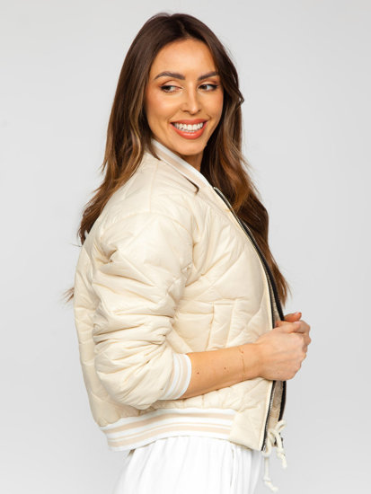 Blouson bomber de transition matelassé pour femme beige Bolf 82556