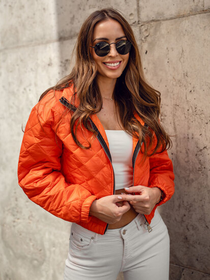 Blouson bomber de transition matelassé pour femme orange Bolf 82622