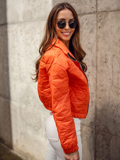 Blouson bomber de transition matelassé pour femme orange Bolf 82622