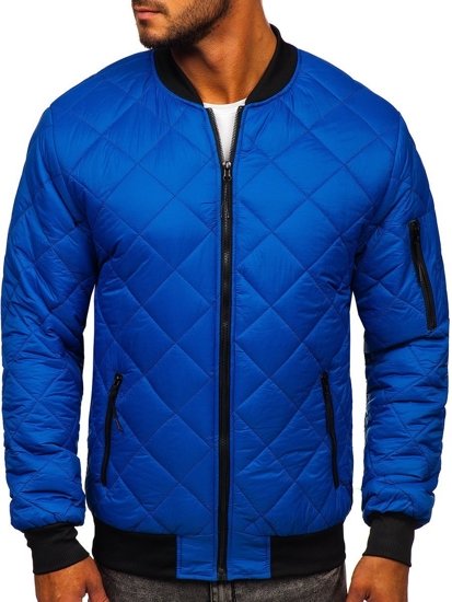 Blouson bomber de transition matelassé pour homme bleu Bolf MY-01A