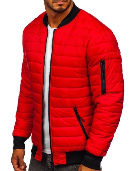 Blouson bomber de transition matelassé pour homme rouge Bolf MY-02A