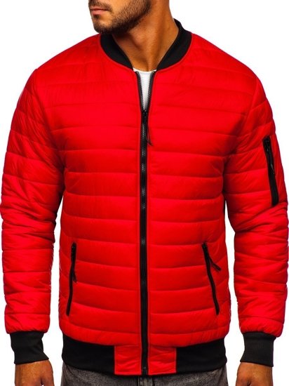 Blouson bomber de transition matelassé pour homme rouge Bolf MY-02A