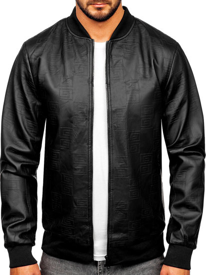 Blouson bomber en cuir pour homme noir Bolf 3A65