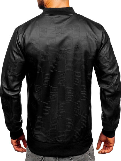 Blouson bomber en cuir pour homme noir Bolf 3A65