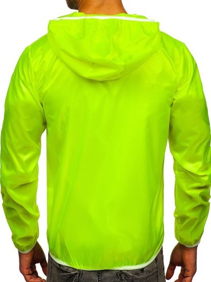 Blouson coupe-vent pour homme de transition z jaune-fluo à capuche BOLF 5060 