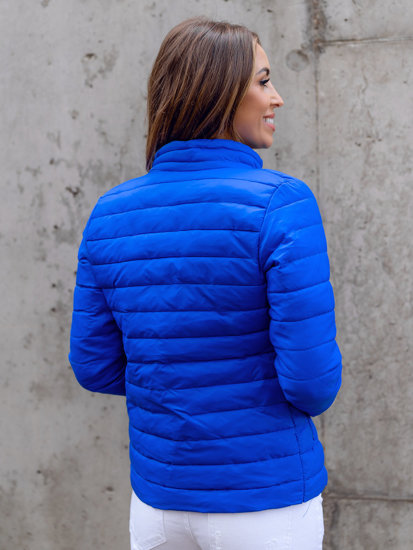 Blouson de transition à col montant matelassé pour femme bleu cobalt Bolf 1141A