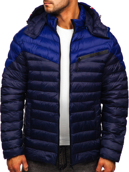 Blouson de transition bleu foncé matelassé pour homme Bolf M13012