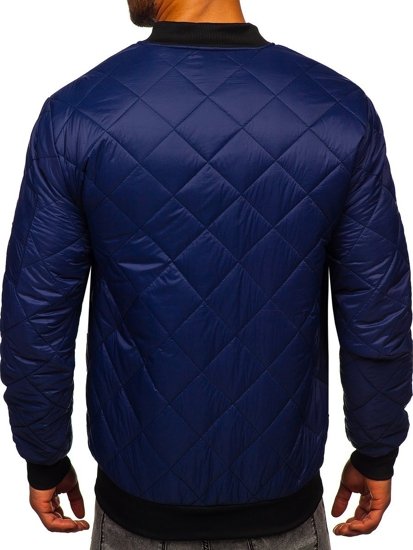 Blouson de transition bomber pour homme bleu foncé matelassé Bolf MY-01