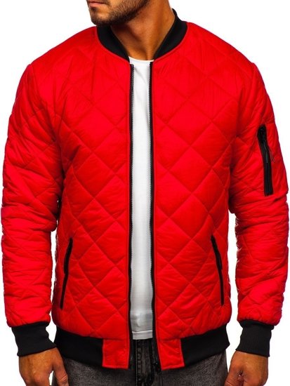 Blouson de transition bomber pour homme rouge matelassé Bolf MY-01