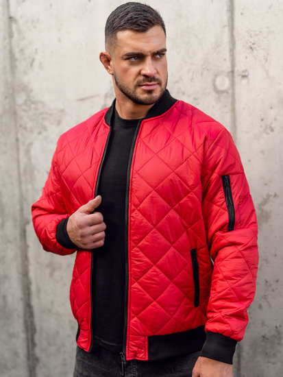 Blouson de transition bomber pour homme rouge matelassé Bolf MY-01