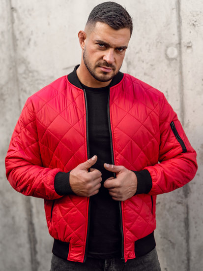 Blouson de transition bomber pour homme rouge matelassé Bolf MY-01