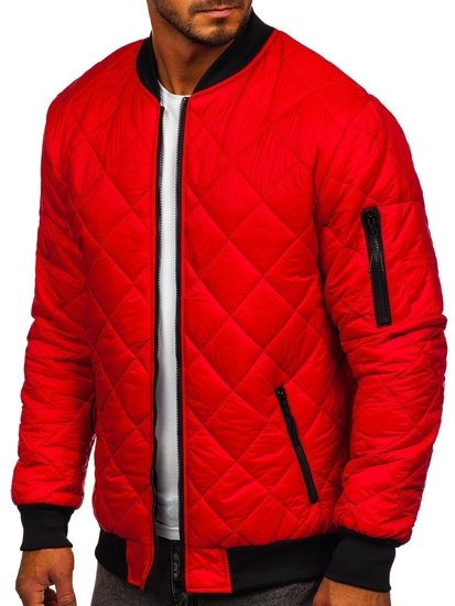 Blouson de transition bomber pour homme rouge matelassé Bolf MY-01