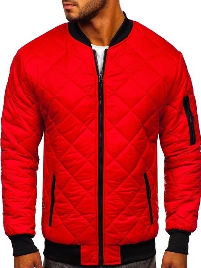 Blouson de transition bomber pour homme rouge matelassé Bolf MY-01