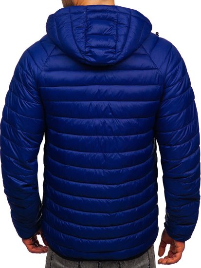 Blouson de transition matelassé bleu foncé pour homme à capuche Bolf 13022