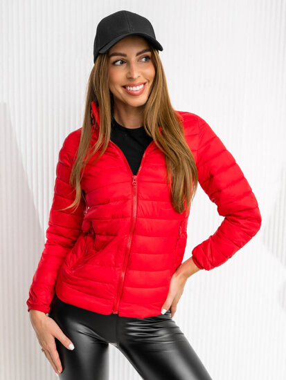 Blouson de transition pour femme rouge foncé matelassé Bolf 1141