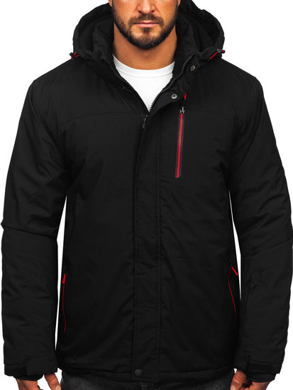 Blouson d'hiver de ski sportif pour homme noir-rouge Bolf 7097