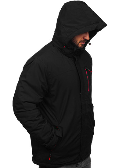 Blouson d'hiver de ski sportif pour homme noir-rouge Bolf 7097