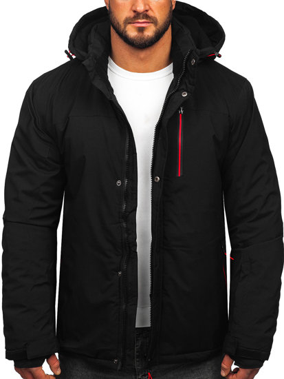 Blouson d'hiver de ski sportif pour homme noir-rouge Bolf 7097