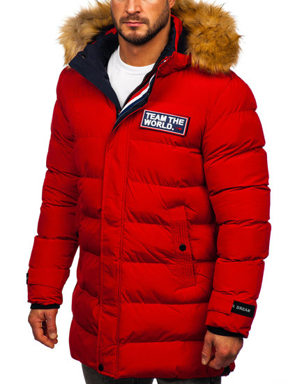 Blouson d'hiver long matelassé pour homme rouge Bolf 6477