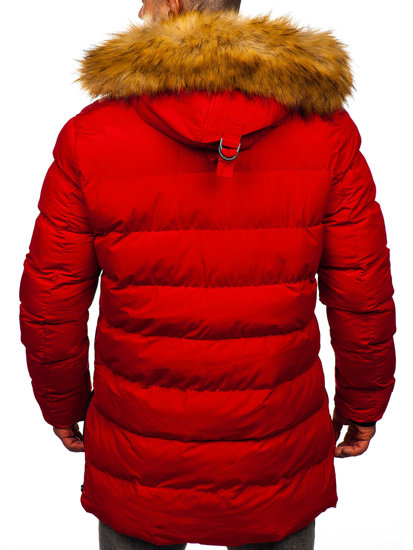 Blouson d'hiver long matelassé pour homme rouge Bolf 6477