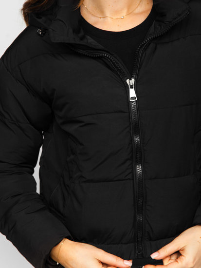 Blouson d'hiver matelassé à capuche pour femme noir Bolf 16M9080