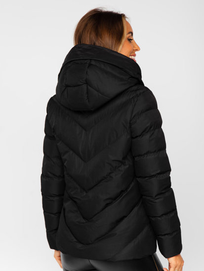 Blouson d'hiver matelassé à capuche pour femme noir Bolf 5M725