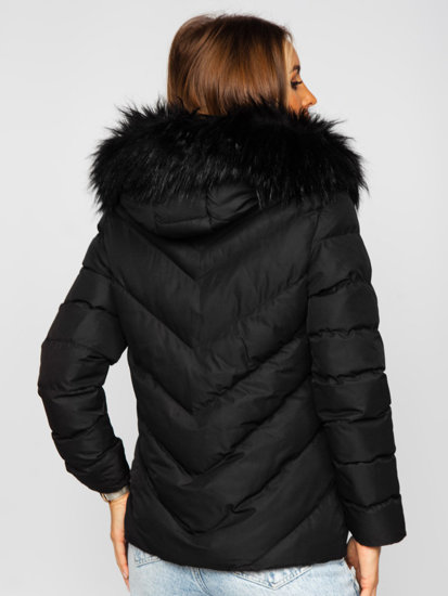 Blouson d'hiver matelassé à capuche pour femme noir Bolf 5M727