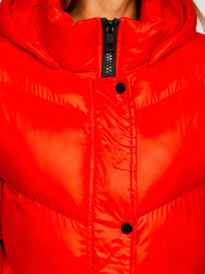 Blouson d'hiver matelassé à capuche pour femme rouge Bolf 23065