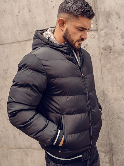 Blouson d'hiver matelassé réversible pour homme noir-d'or Bolf 7417A