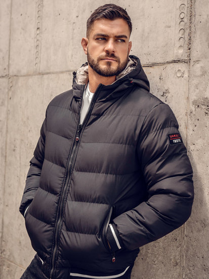 Blouson d'hiver matelassé réversible pour homme noir-d'or Bolf 7417A