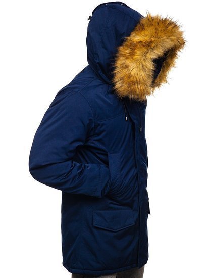 Blouson d'hiver parka alaska pour homme bleu foncé Bolf HZ8109