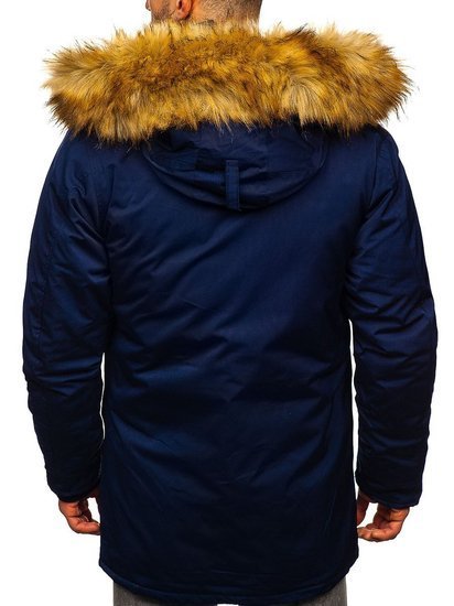 Blouson d'hiver parka alaska pour homme bleu foncé Bolf HZ8109