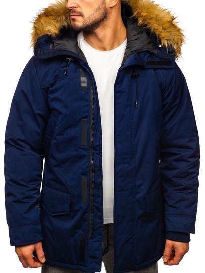 Blouson d'hiver parka alaska pour homme bleu foncé Bolf HZ8109