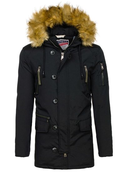 Blouson d'hiver parka pour homme noir Bolf 1795