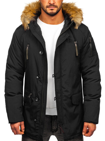 Blouson d'hiver parka pour homme noir Bolf 1795