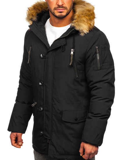 Blouson d'hiver parka pour homme noir Bolf 1795