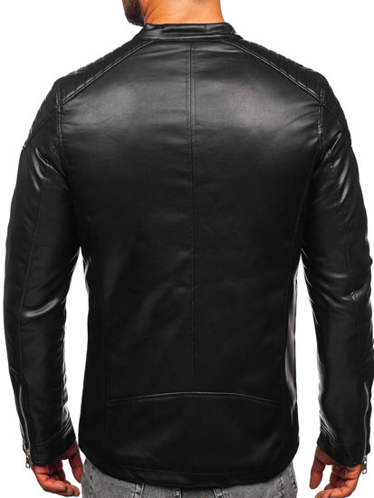 Blouson en cuir biker pour homme noir Bolf 11Z8001