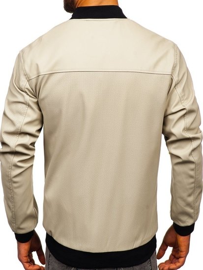 Blouson en cuir pour homme ecru Bolf 6124