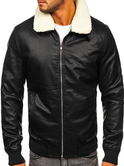 Blouson en cuir pour homme noir Bolf 1178  